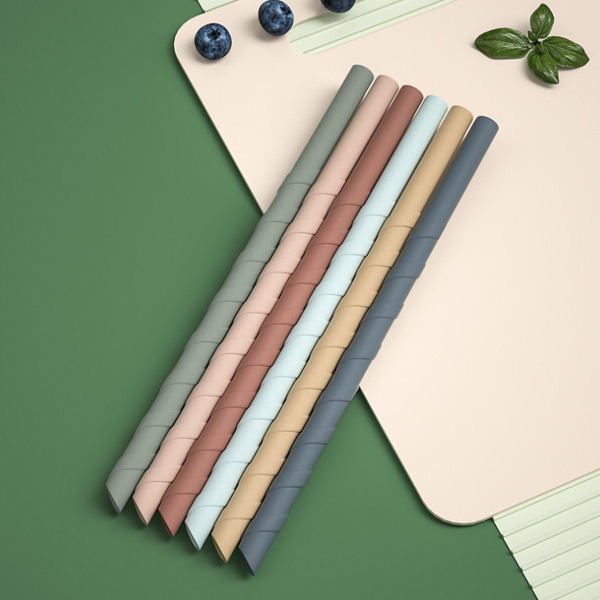 8-in-1 Silicone Reusable Straws Set