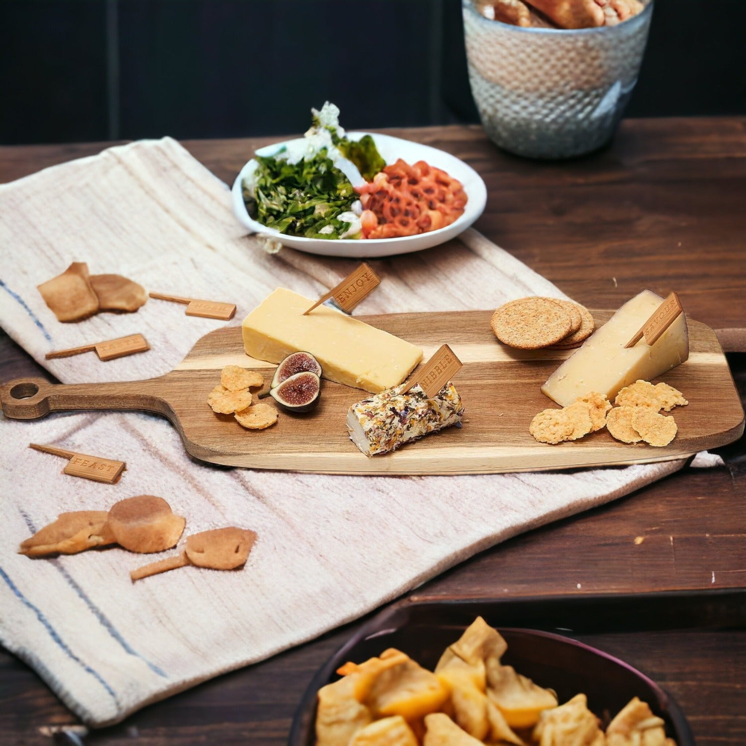 Serving Board with Bamboo Cheese Markers