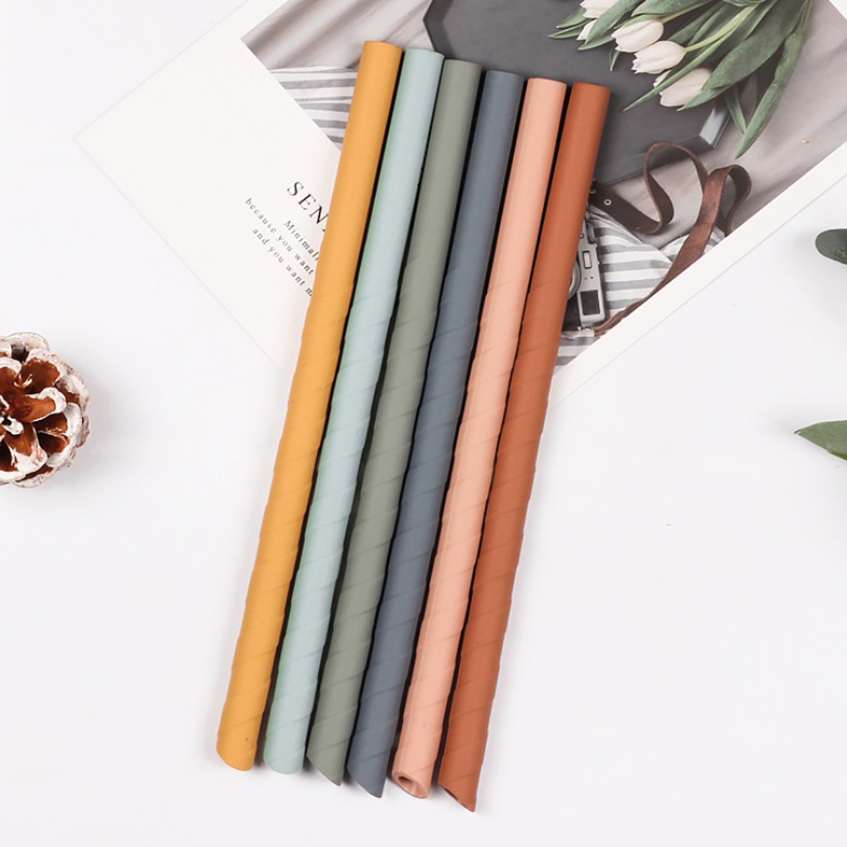 8-in-1 Silicone Reusable Straws Set