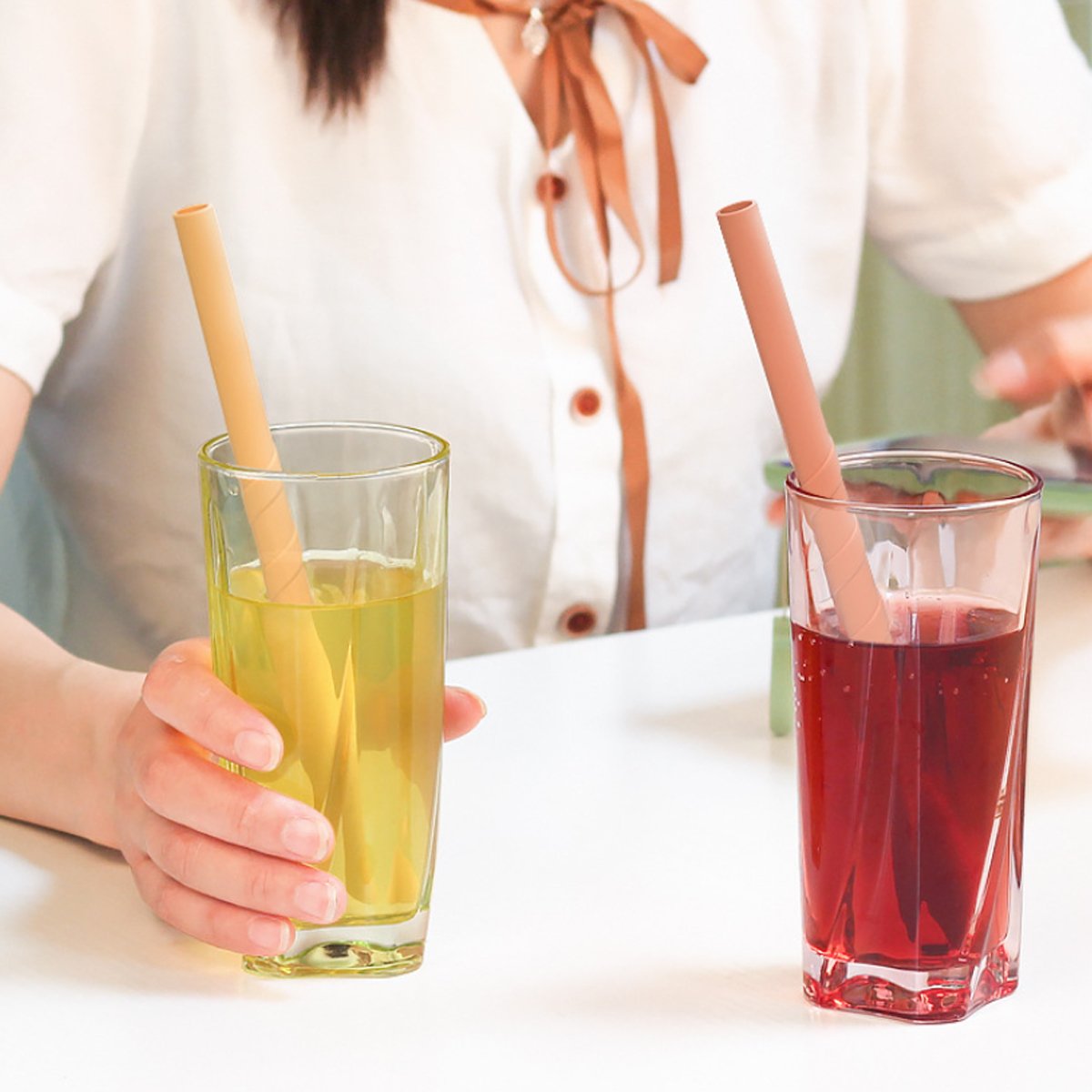 8-in-1 Silicone Reusable Straws Set