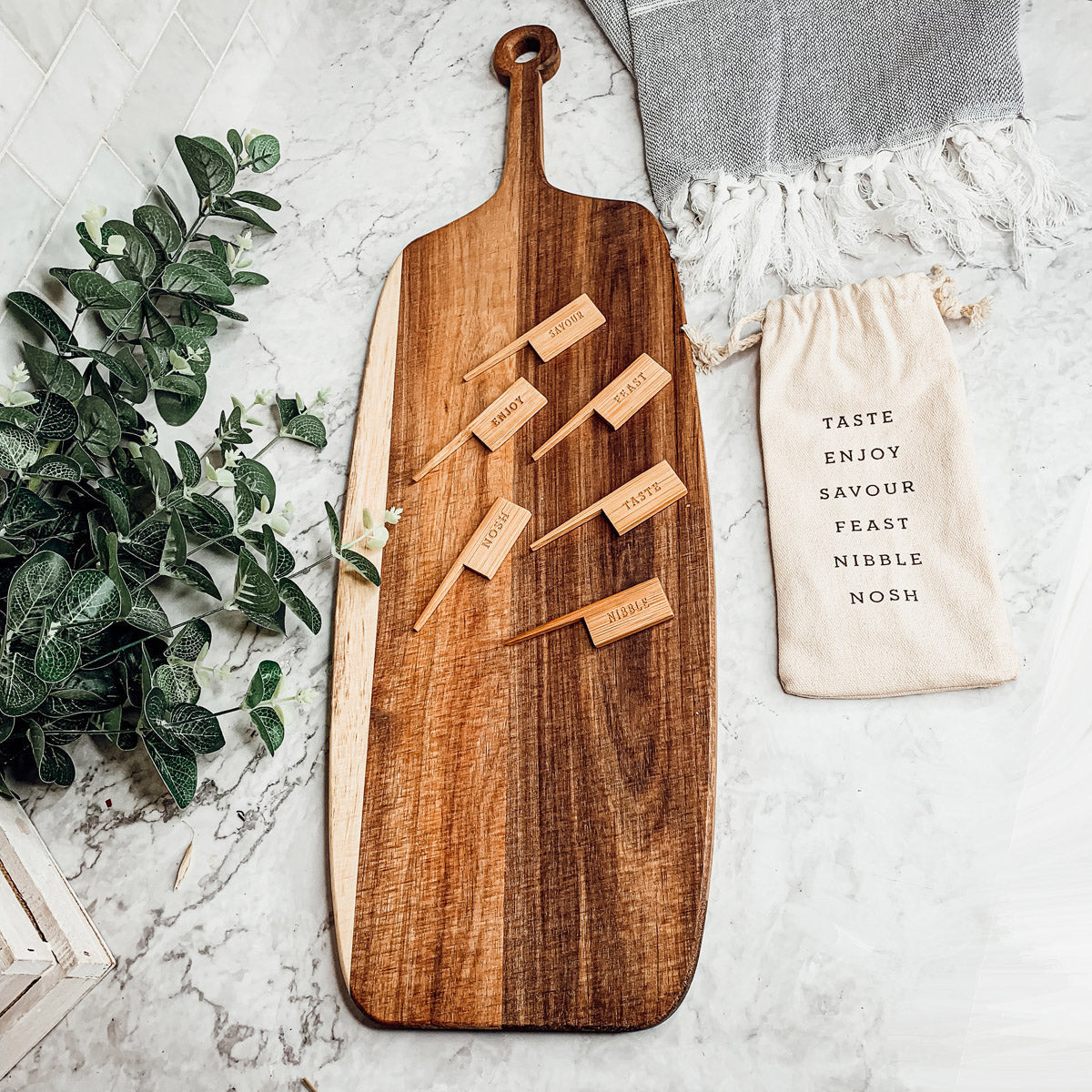 Serving Board with Bamboo Cheese Markers