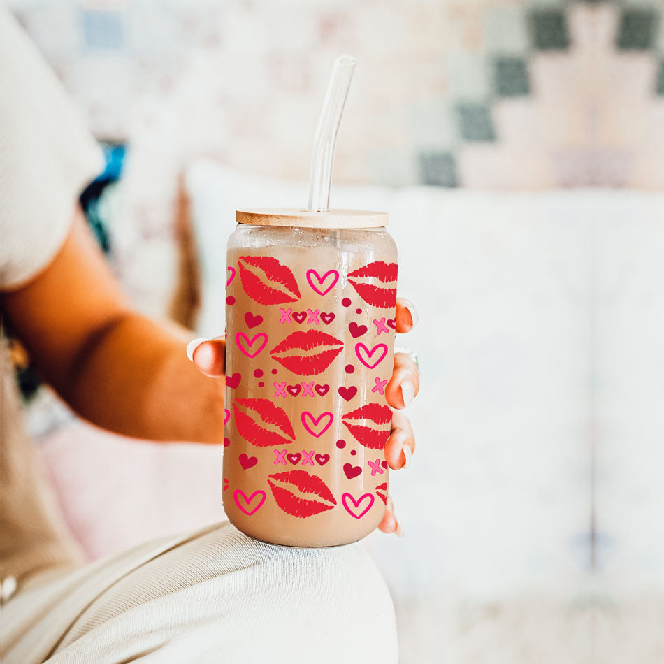 20oz Glass Cup – Bamboo Lid + Glass Straws