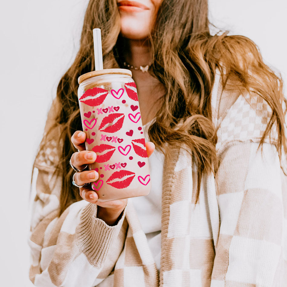 20oz Glass Cup – Bamboo Lid + Glass Straws