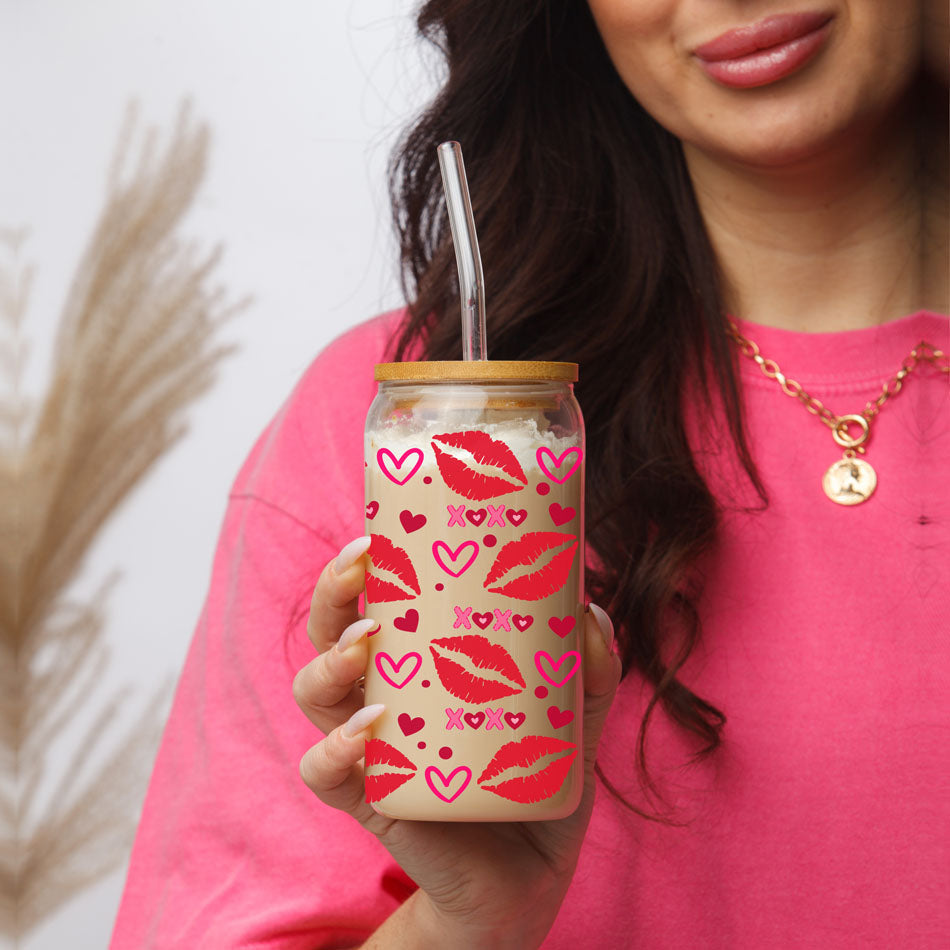 20oz Glass Cup – Bamboo Lid + Glass Straws