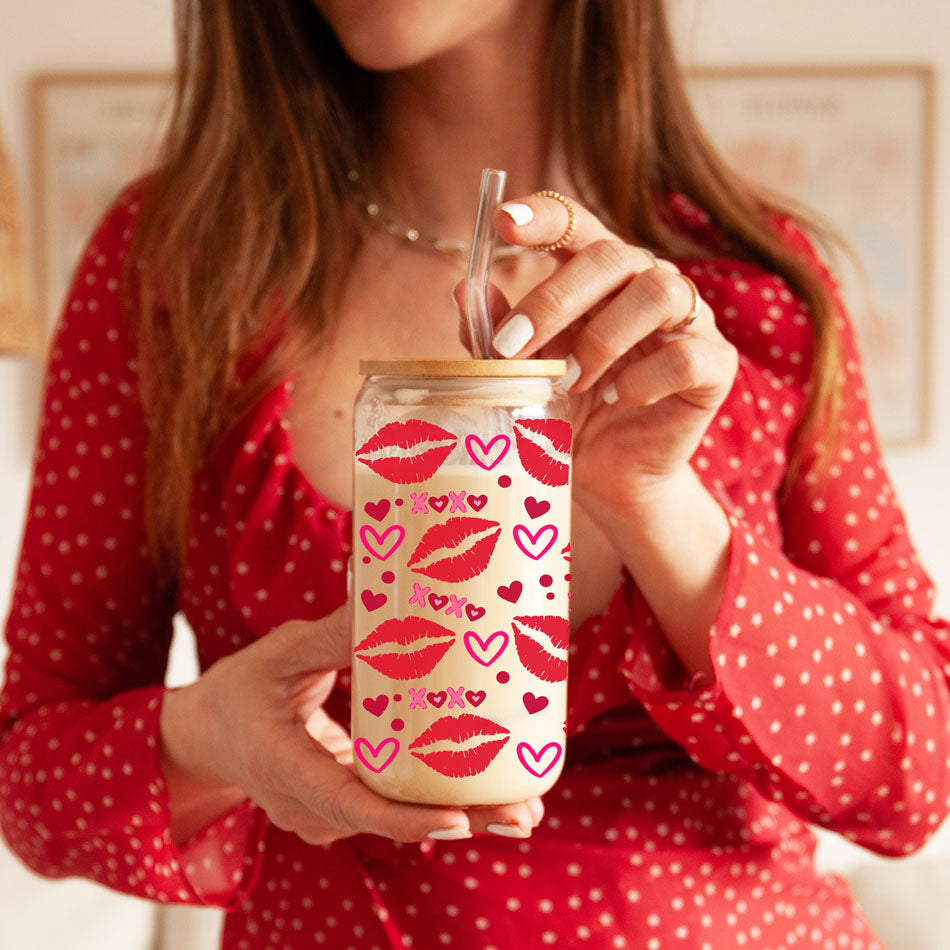 20oz Glass Cup – Bamboo Lid + Glass Straws